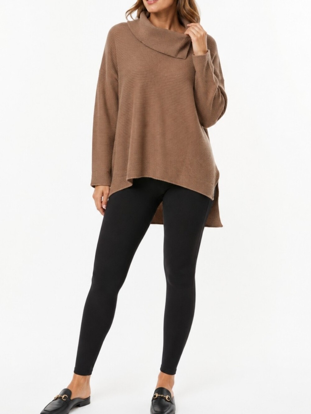 Maria bellentani elegant xl quiet luxury neutral ribbed cashmere blend sweater